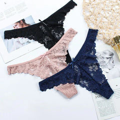 3PCS Soft Lace Floral Sexy Underwear