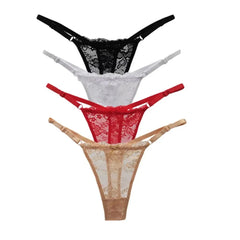 3PCS Transparent Lace Thongs