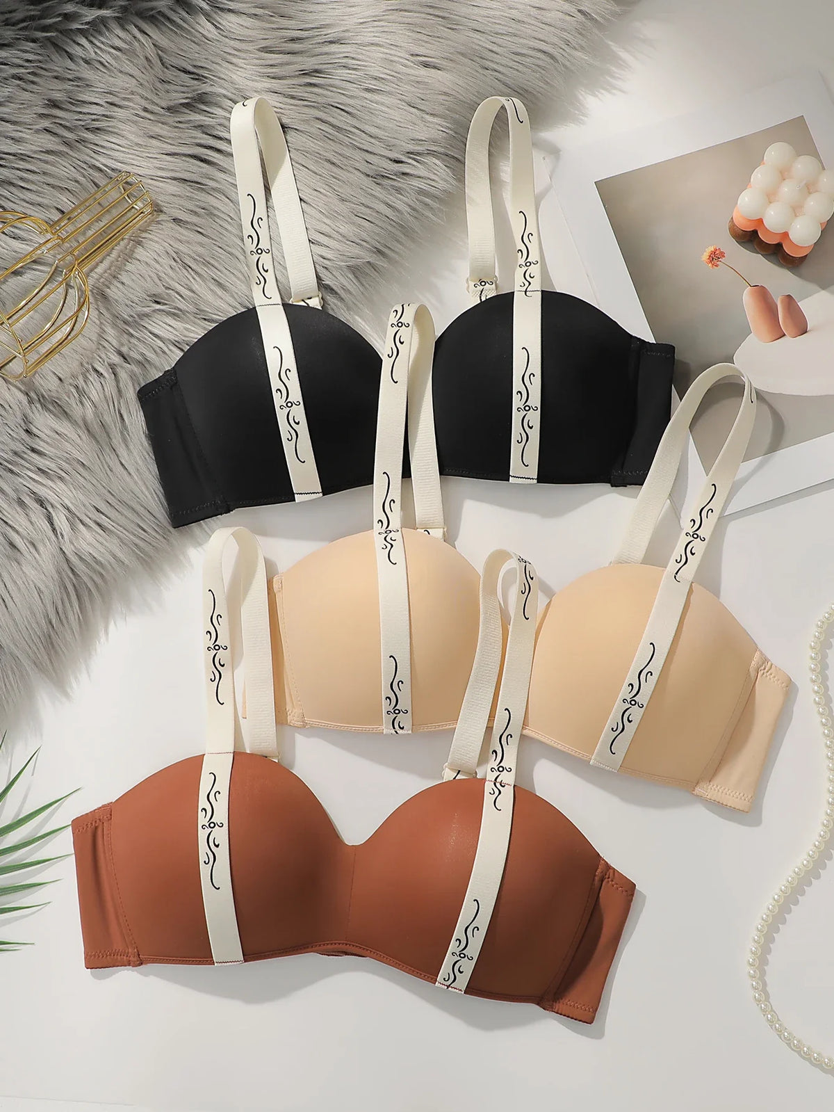 3PCS Women Seamless Push Up Bra