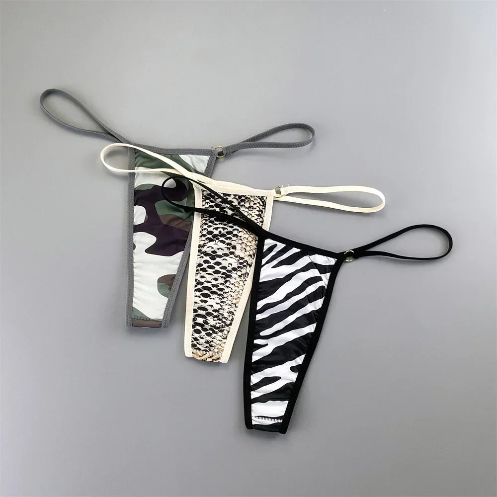 3PCS Women Sexy Printed Thongs
