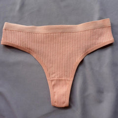 3Pcs/Pack M-XX Women Ribbed Cotton Thongs