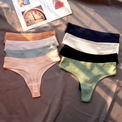 3Pcs/Pack M-XX Women Ribbed Cotton Thongs