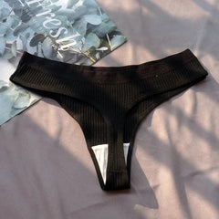 3Pcs/Pack M-XX Women Ribbed Cotton Thongs
