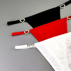 3Pcs/Pack Rhinestone Ring Sexy T Back String Women G String Bikini Briefs Ice Silk Panties