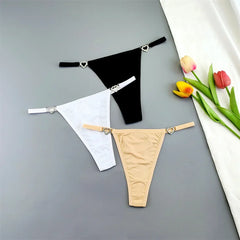 3Pcs/Pack Rhinestone Ring Sexy T Back String Women G String Bikini Briefs Ice Silk Panties