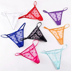 3Pcs Slim-strap Solid Dot Thong