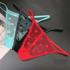 3Pcs Slim-strap Solid Dot Thong