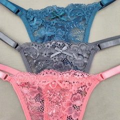 3Pcs Women's Lace Hollow Out Thongs