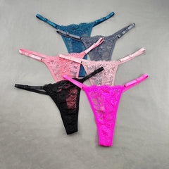 3Pcs Women's Lace Hollow Out Thongs