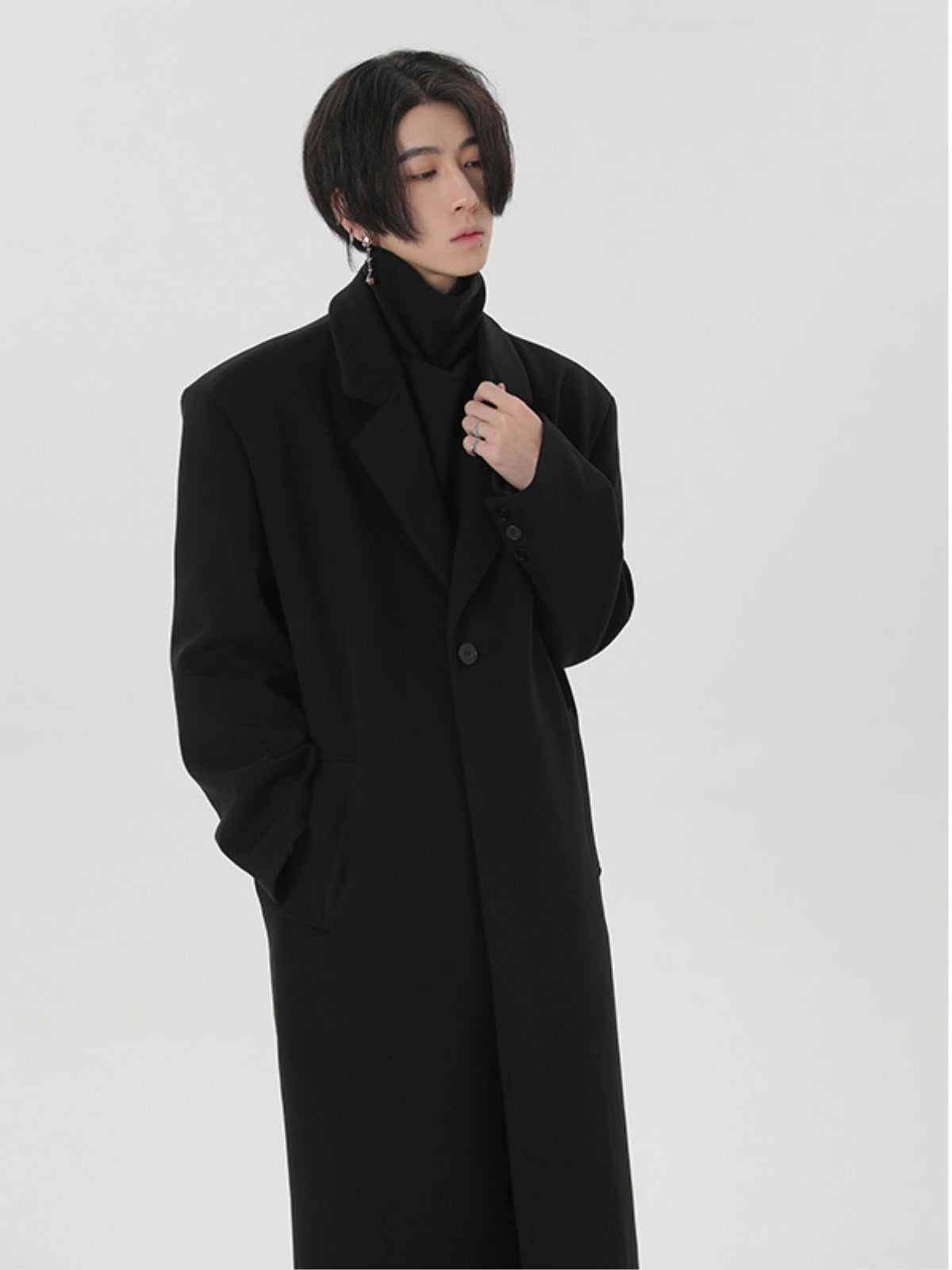 Cashmere Woolen Black Overcoat