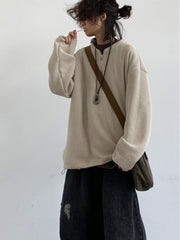 Retro Half Open Collar Knitted Sweater