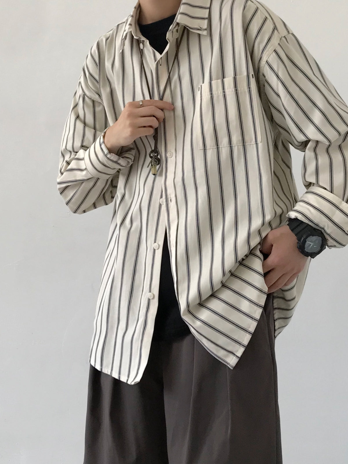 Long Sleeve Striped Casual Vintage Shirt