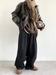 Retro Black Loose Long Pants