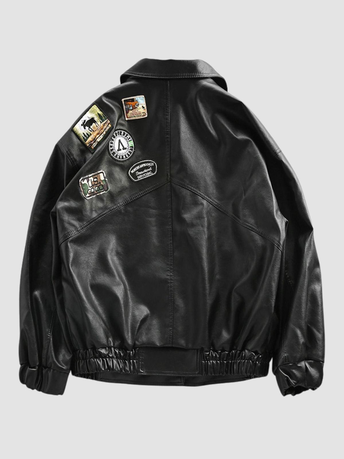Retro Loose Motorcycle Suit Embroidered Leather Jacket