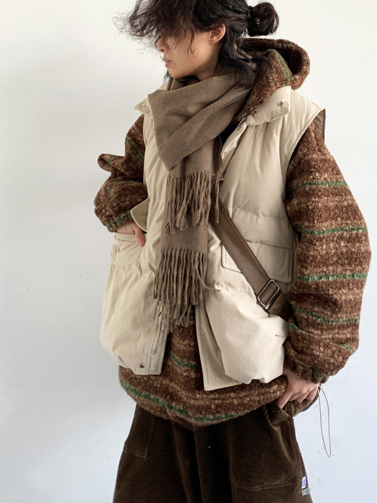 Corduroy Cotton Apricot Loose Vest