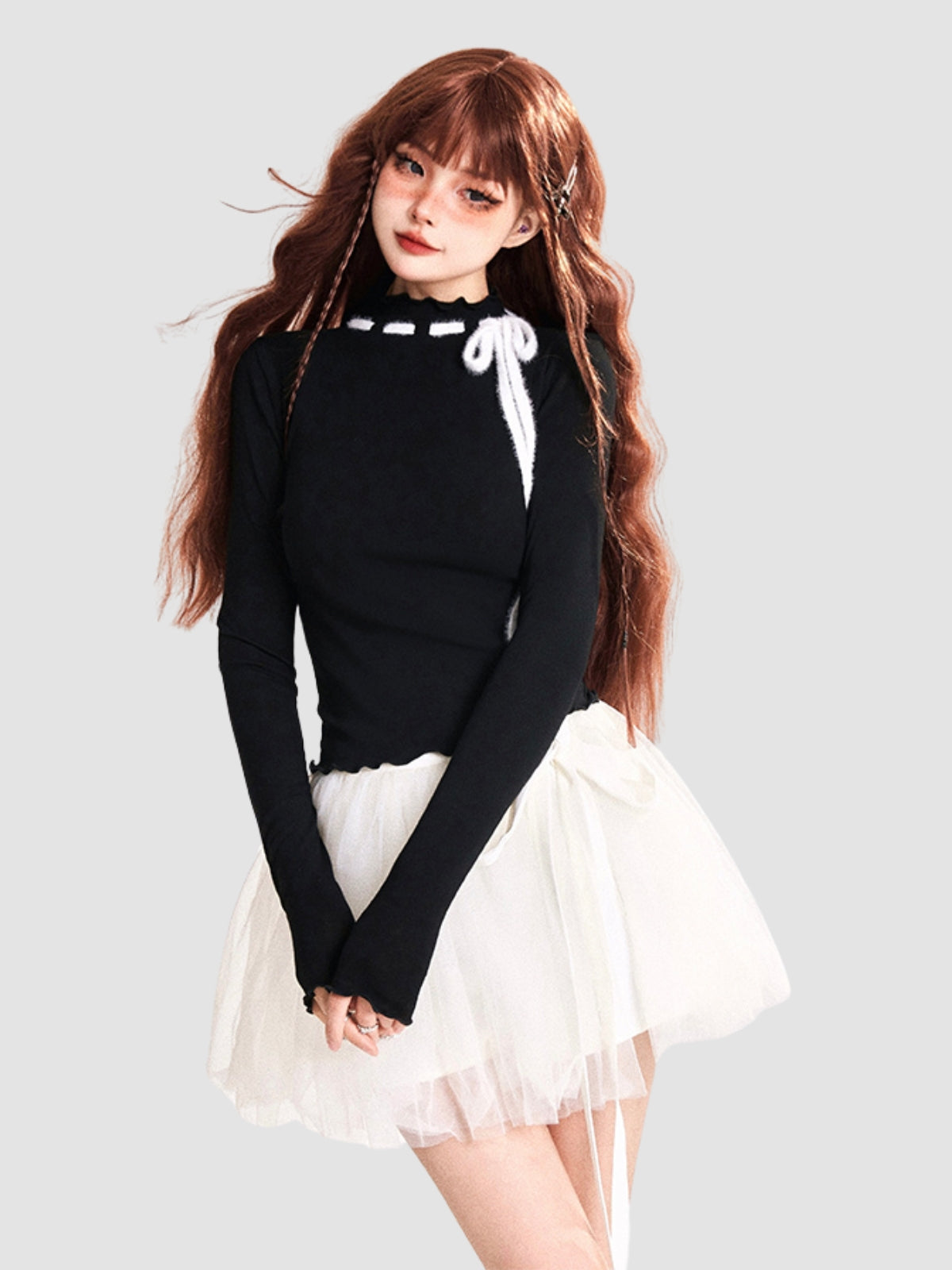 Half Collar Slim Fit Lace Top