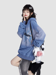 Retro Washed Embroidered Hooded Sweatshirt