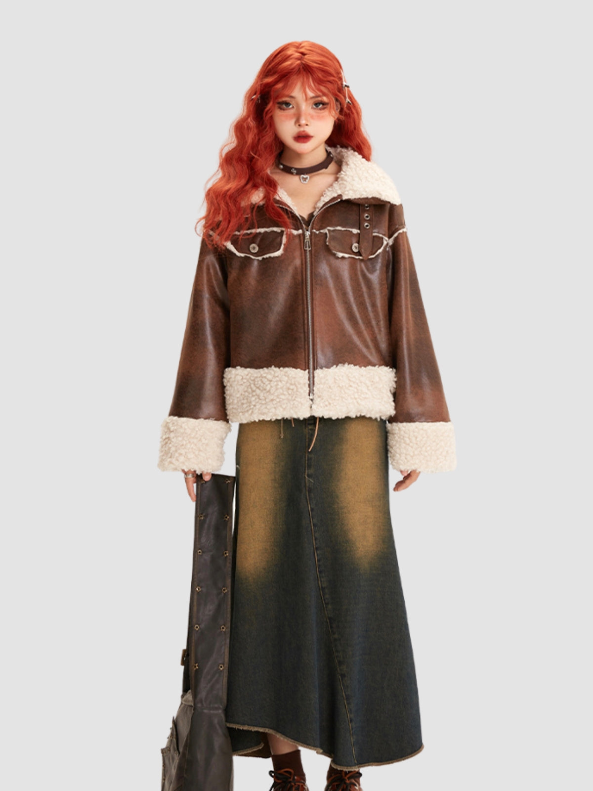 Retro Denim Irregular Fishtail Skirt