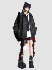 Irregular Lace Splicing Short Plaid Skirt