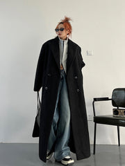 Hepburn Black Loose Woolen Furry Coat