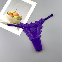 3pcs Japanese Style Cute Floral Embroidery G-string Breathable Princess Mesh Thong