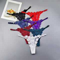 3pcs Japanese Style Cute Floral Embroidery G-string Breathable Princess Mesh Thong