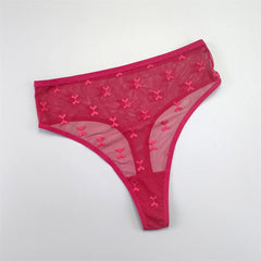3pcs Transparent Embroidery Mesh Thong