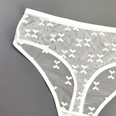 3pcs Transparent Embroidery Mesh Thong