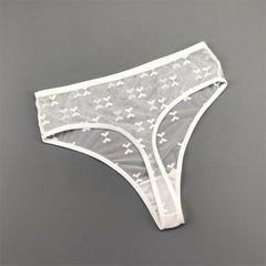 3pcs Transparent Embroidery Mesh Thong