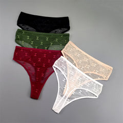 3pcs Transparent Embroidery Mesh Thong
