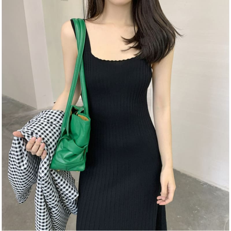 4 Colors Cross Knit Sweater Dress Two Pieces Set