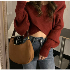 4 Colors Cross Knit Sweater Dress Two Pieces Set