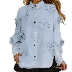 Extra-large fashion chambray jean shirt for ladies