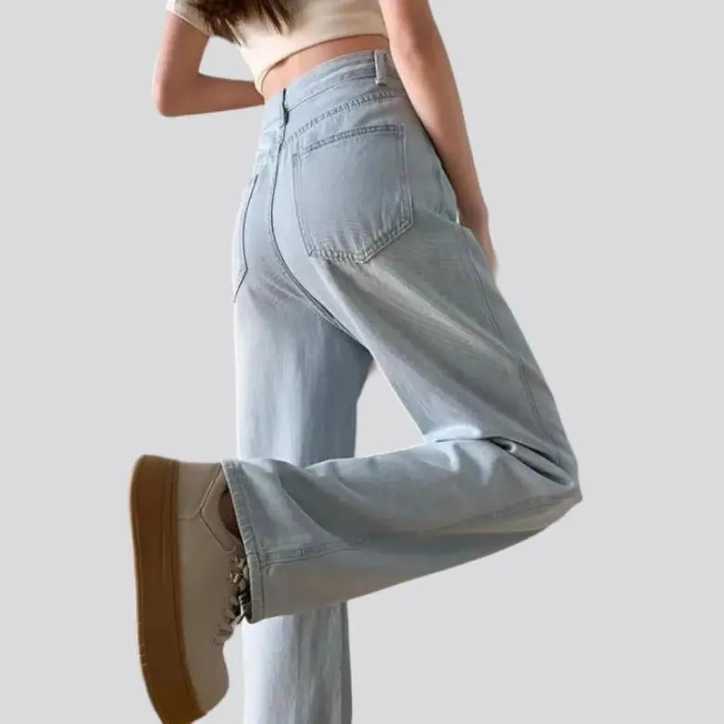 Sanded baggy jeans for women