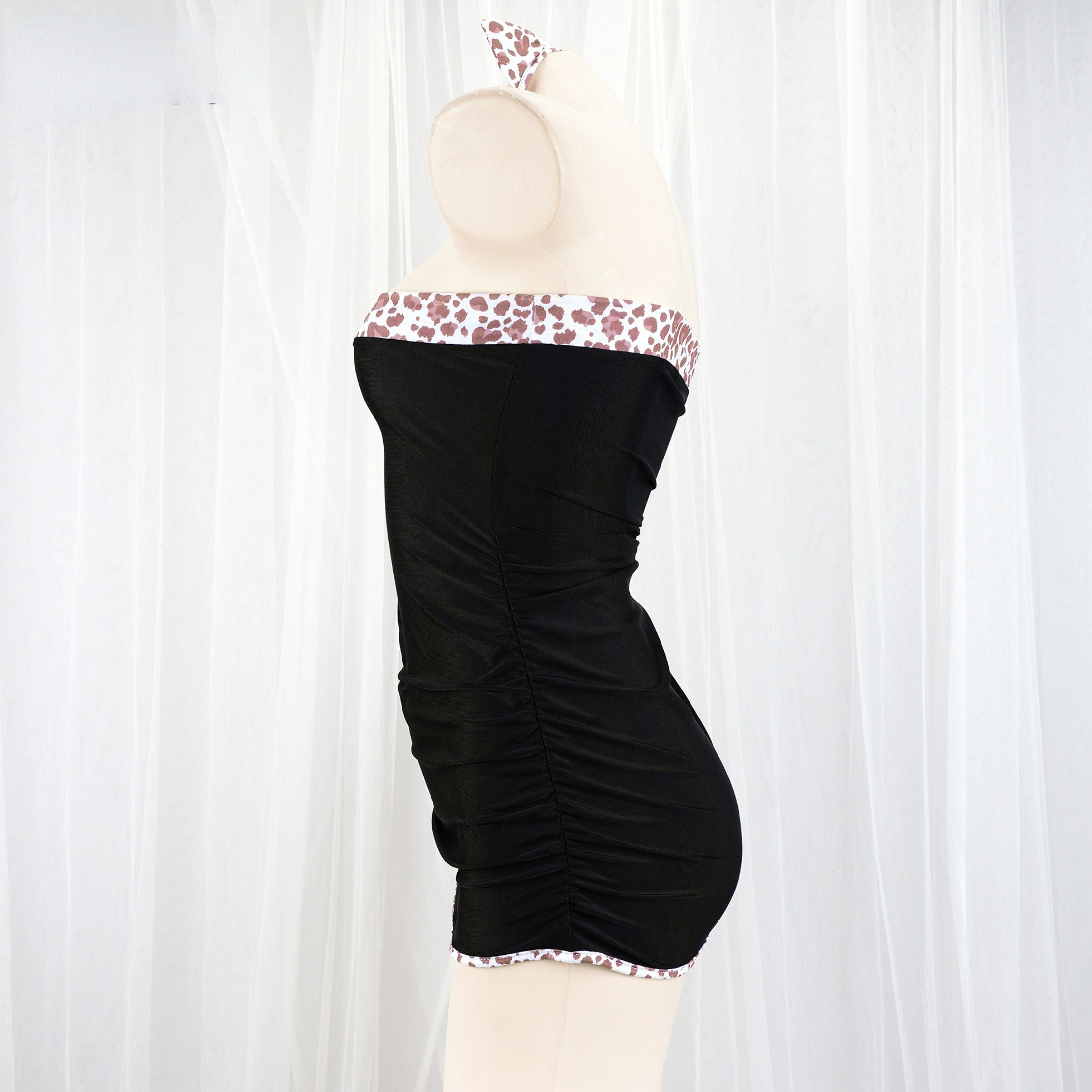 Cute Slim Dress Black Animal Print Style