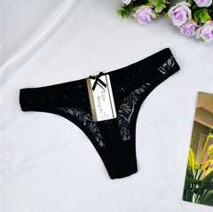 4PCS Jacquard Lace T-back Thong