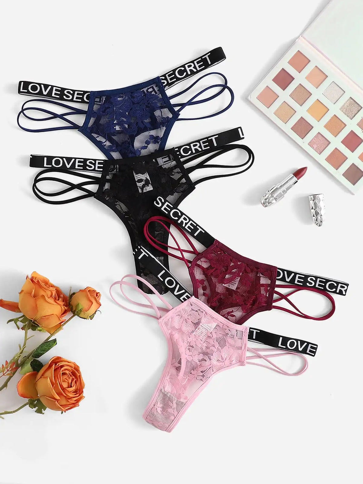 4PCS Women Sexy Lace Thong