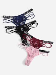 4PCS Women Sexy Lace Thong