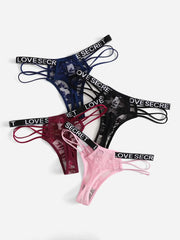 4PCS Women Sexy Lace Thong
