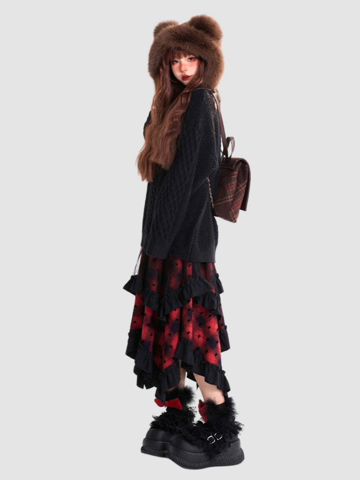 Irregular Plaid Skirt