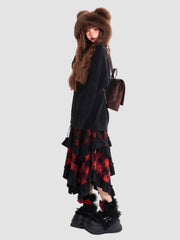 Irregular Plaid Skirt