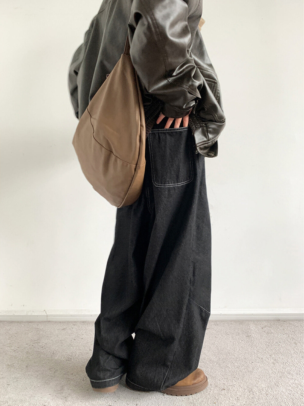Retro Black Loose Long Pants