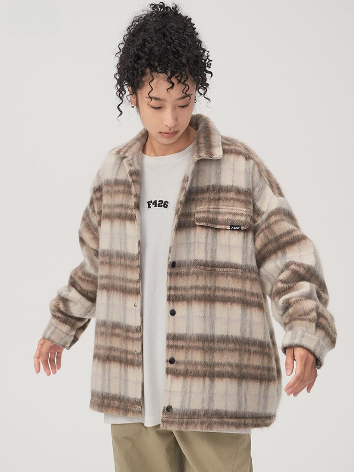 Vintage Loose Woolen Plaid Jacket