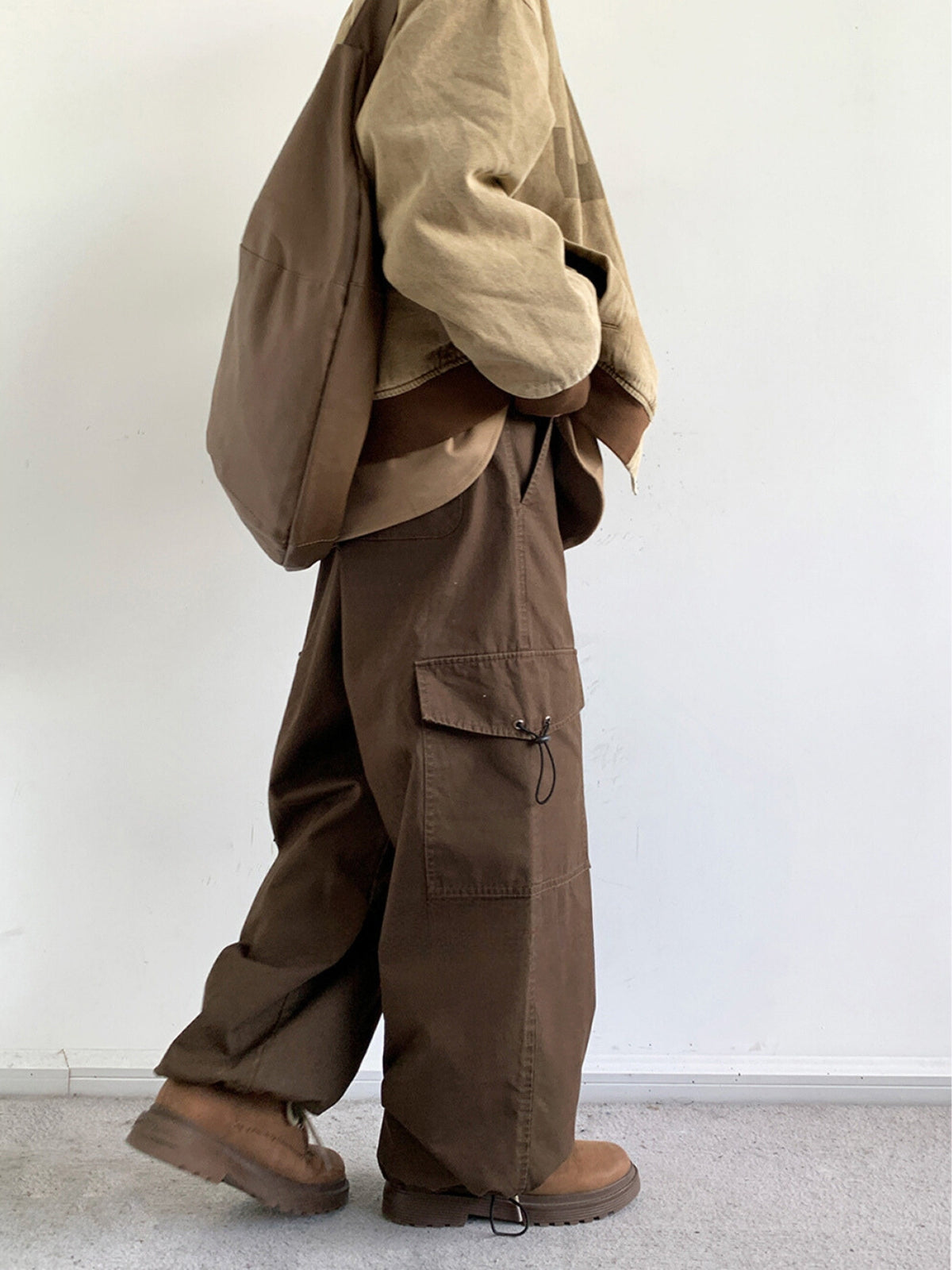 Retro Brown Wide Leg Loose Pants
