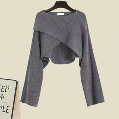 Irregular Short Sweater Slip Dress Set