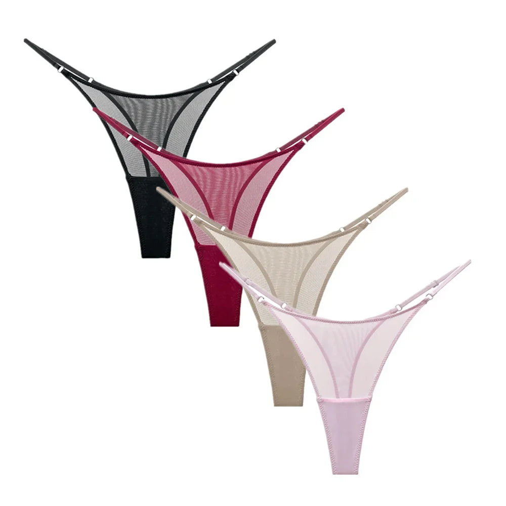 4pcs Pink High Cut Thong