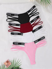 4pcs/pack Low Waist Ribbed Lady Thongs