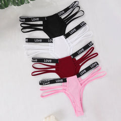 4pcs/pack Low Waist Ribbed Lady Thongs