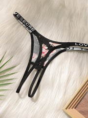 5-piece set of women's sexy embroidered flower Underwear