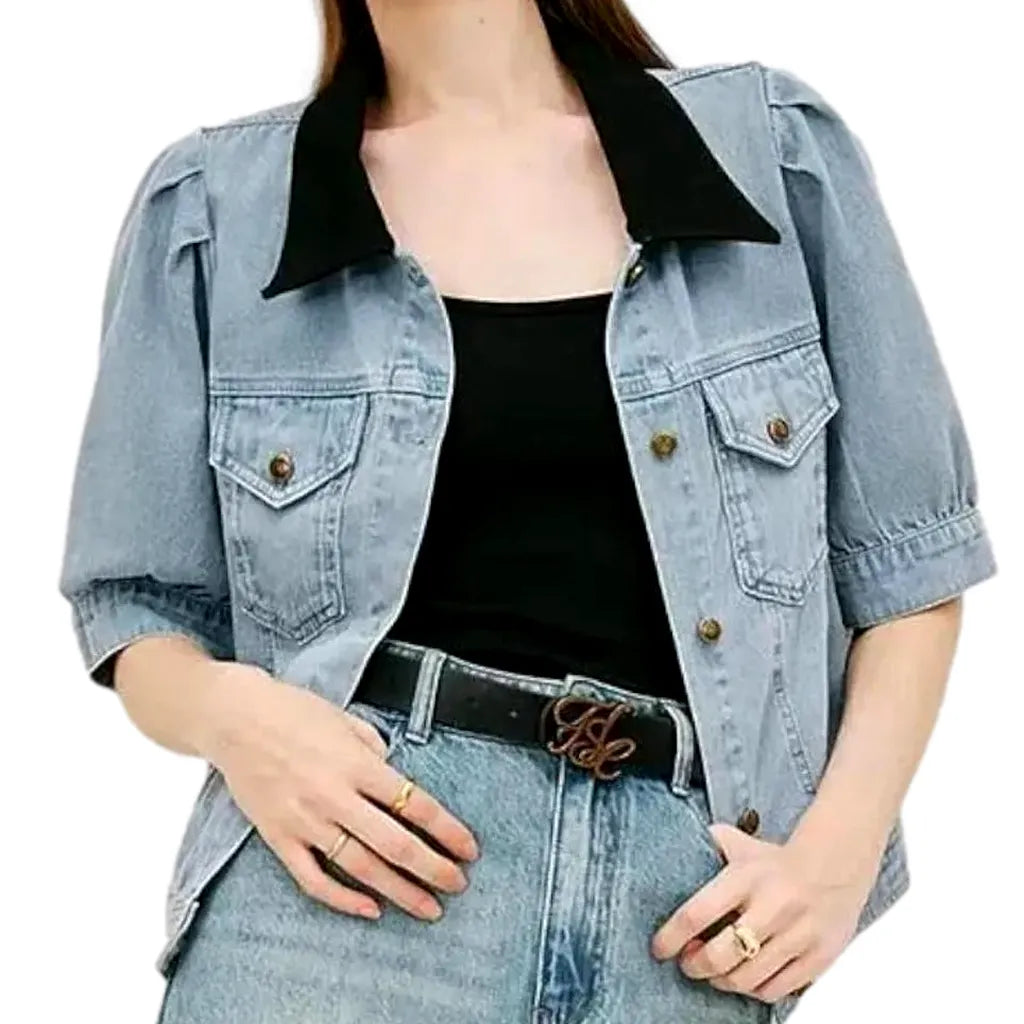 Light oversized casual women's denim jacket